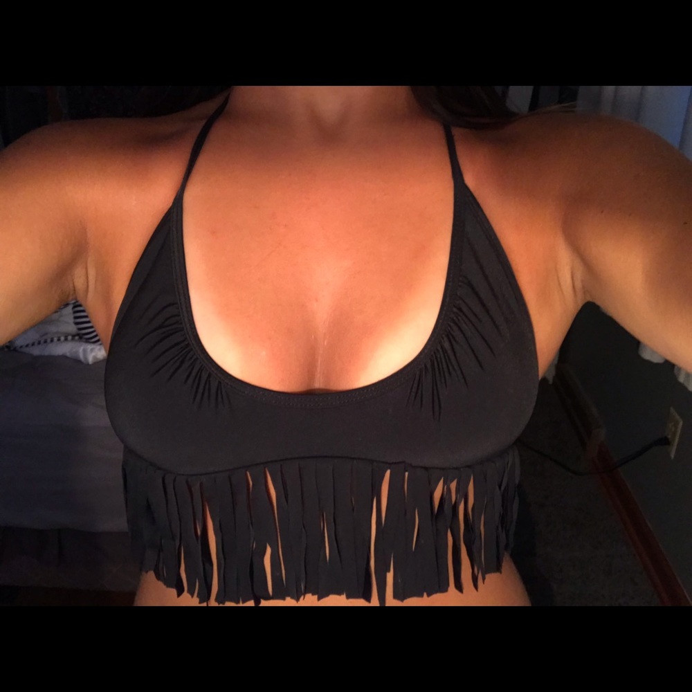 Black Tasseled Bikini Top
